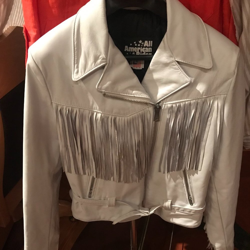 Vintage white leather jacket - size 16